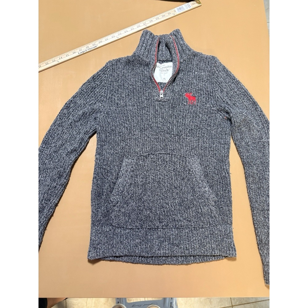 Vintage Abercrombie Fitch Woods Mens XLarge Gray Cable Knit Puffer Lined
